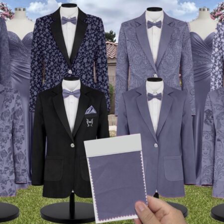 Stormy Chiffon Fabric Suit and Tuxedo – Exact Color Match for Stacees Bridesmaid Dresses