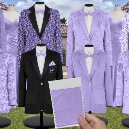 Violet Chiffon Suit and Tuxedo – Exact Color Match for Stacees Bridesmaid Dresses