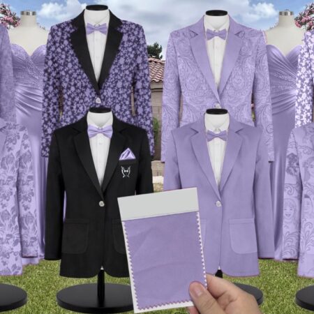 Violet Chiffon Fabric Suit and Tuxedo – Exact Color Match for Stacees Bridesmaid Dresses