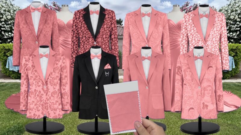 Watermelon Tulle Suit and Tuxedo – Exact Color Match for Stacees Bridesmaid Dresses