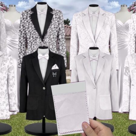 White Chiffon Suit and Tuxedo – Exact Color Match for Stacees Bridesmaid Dresses