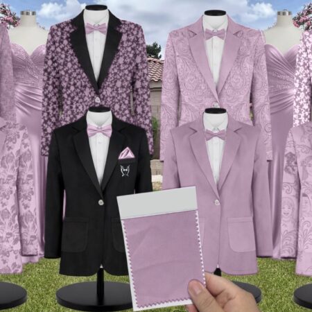 Wisteria Charmeuse Suit and Tuxedo – Exact Color Match for Stacees Bridesmaid Dresses
