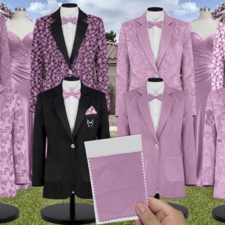 Wisteria Chiffon Suit and Tuxedo – Exact Color Match for Stacees Bridesmaid Dresses