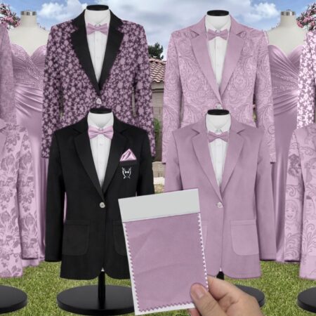 Wisteria Chiffon Fabric Suit and Tuxedo – Exact Color Match for Stacees Bridesmaid Dresses