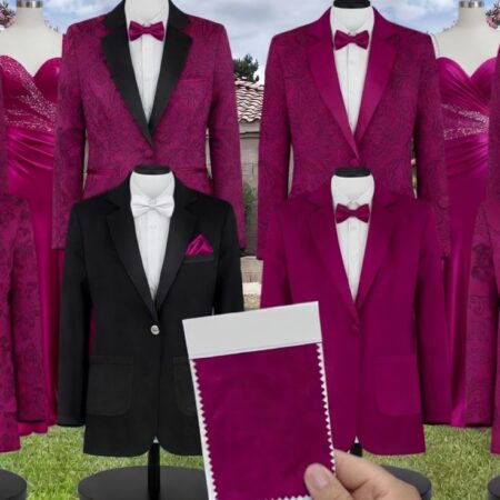 Raspberry Suit and Tuxedo – Exact Color Match for Show Me Your Mumu Bridesmaid Dresses