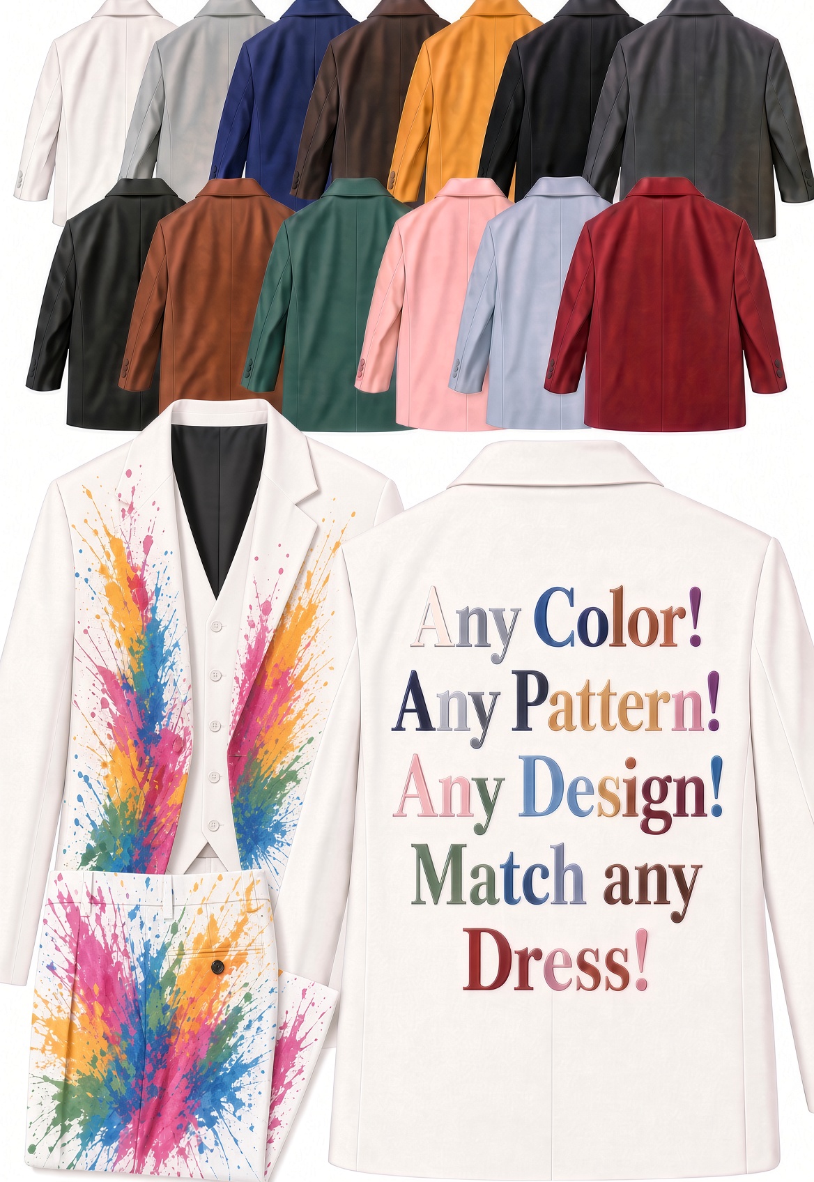 Any Custom Color or Pattern Suit or Tuxedo Blazer – Exact Match from Our 9,000+ Color and Pattern Library - Image 13