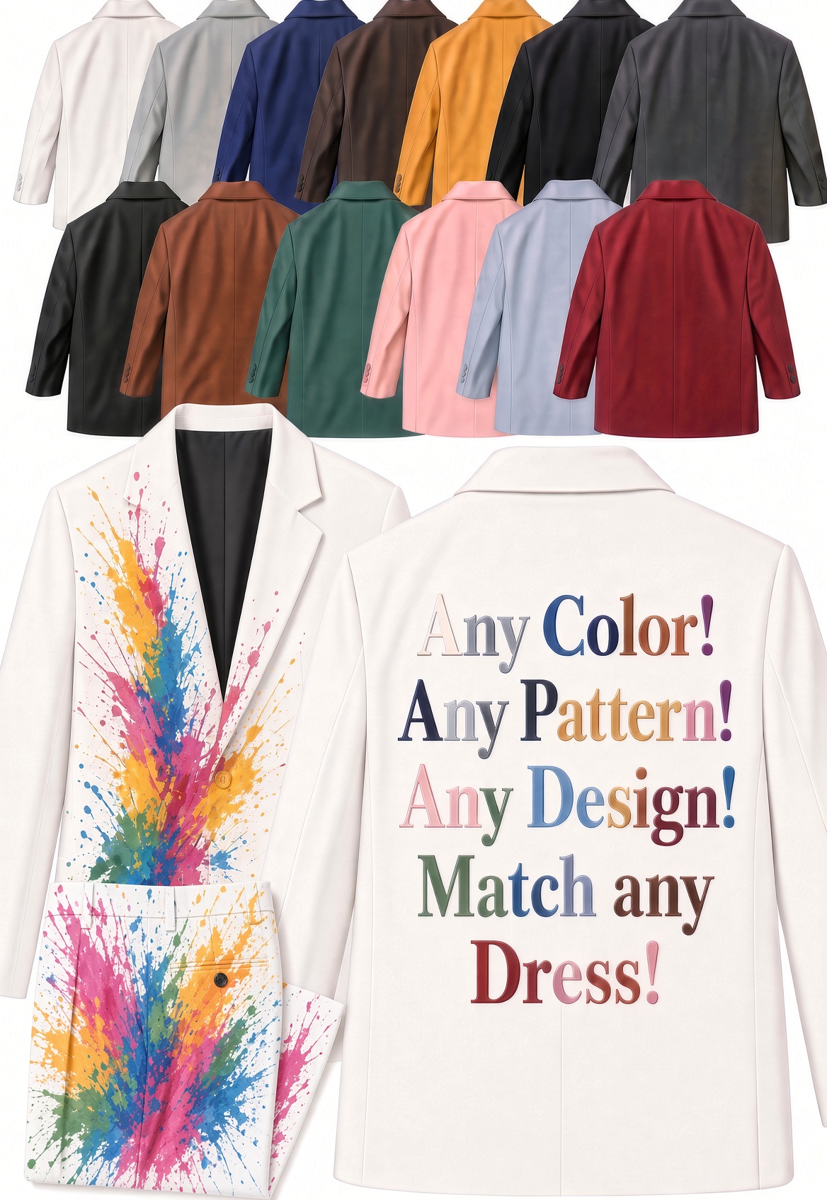 Any Custom Color or Pattern Suit or Tuxedo Blazer – Exact Match from Our 9,000+ Color and Pattern Library - Image 12