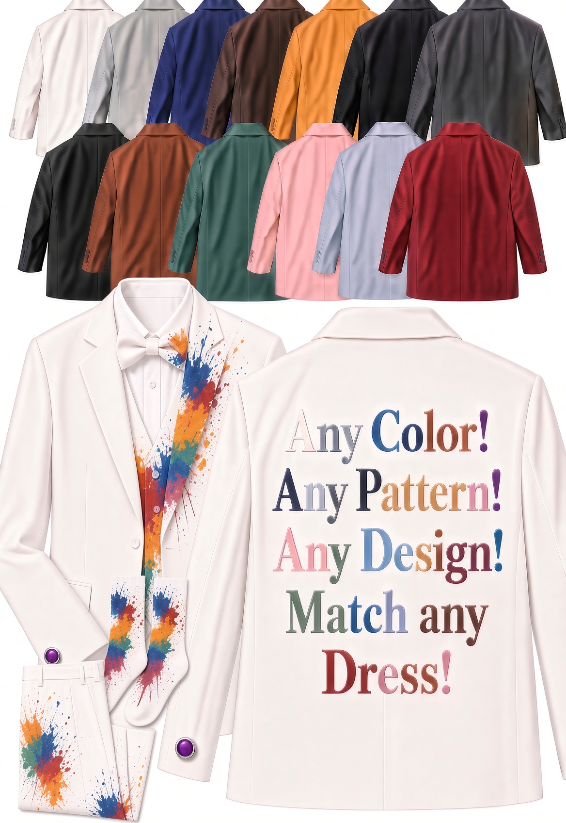 Any Custom Color or Pattern Suit or Tuxedo Blazer – Exact Match from Our 9,000+ Color and Pattern Library - Image 11
