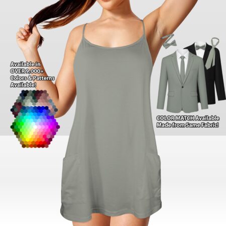 Double-Layered Camisole Dress bridesmaid dress shown in sage – custom color made to match his suit