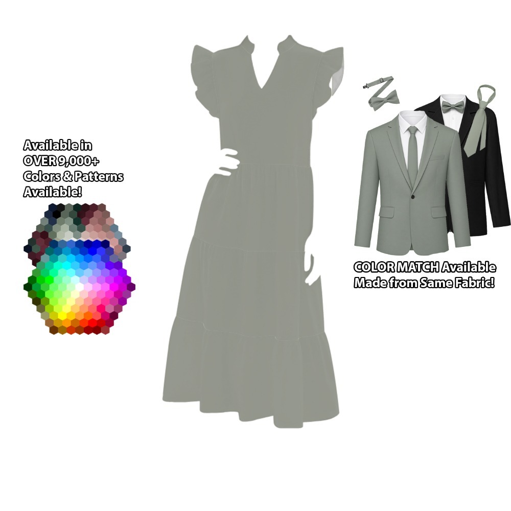 Ruffle Sleeve Tiered Midi Dress – custom color bridesmaid dress to match groomsmen suit