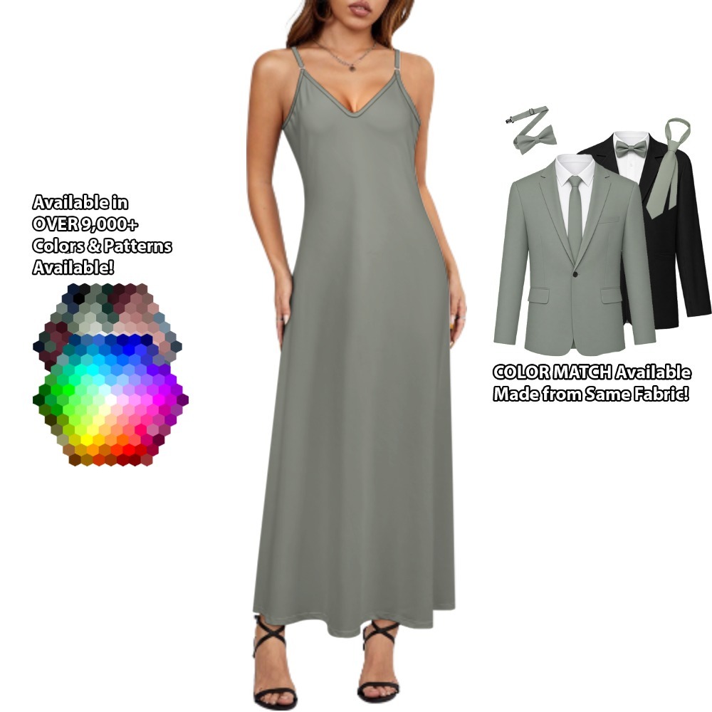 Sleeveless Strappy Maxi Dress – custom color bridesmaid dress to match groomsmen suit