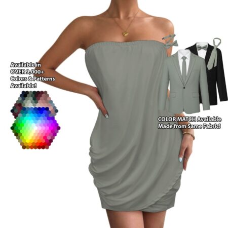 Strapless Fitted Dress bridesmaid dress shown in sage – custom color made to match his suit