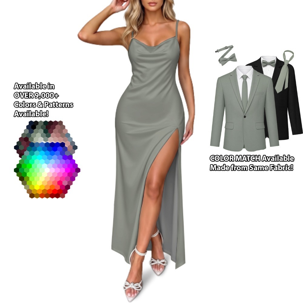 Strappy Slit Dress – custom color bridesmaid dress to match groomsmen suit